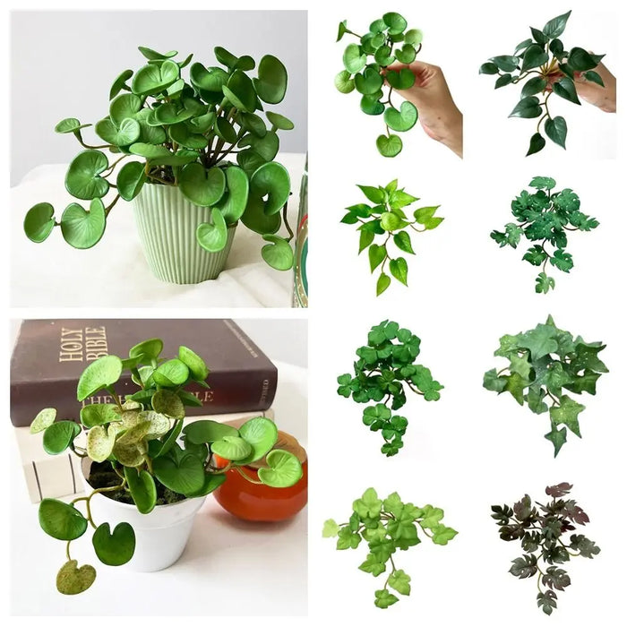 Soft Glue Artificial Green Copper Coin Grass – Faux Succulent Plant Wall Hanging for Home & Office Décor