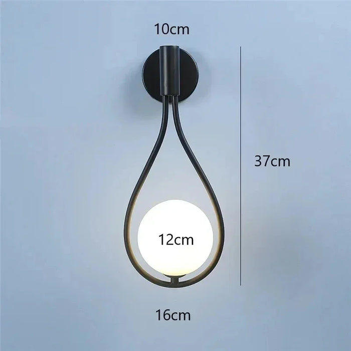 Modern Metal and Glass Ball Wall Lamp – Nordic Style Wall Lighting for Living Room, Bedroom, Aisle, Corridor, and Staircase – AC Powered, LED Bulb Included