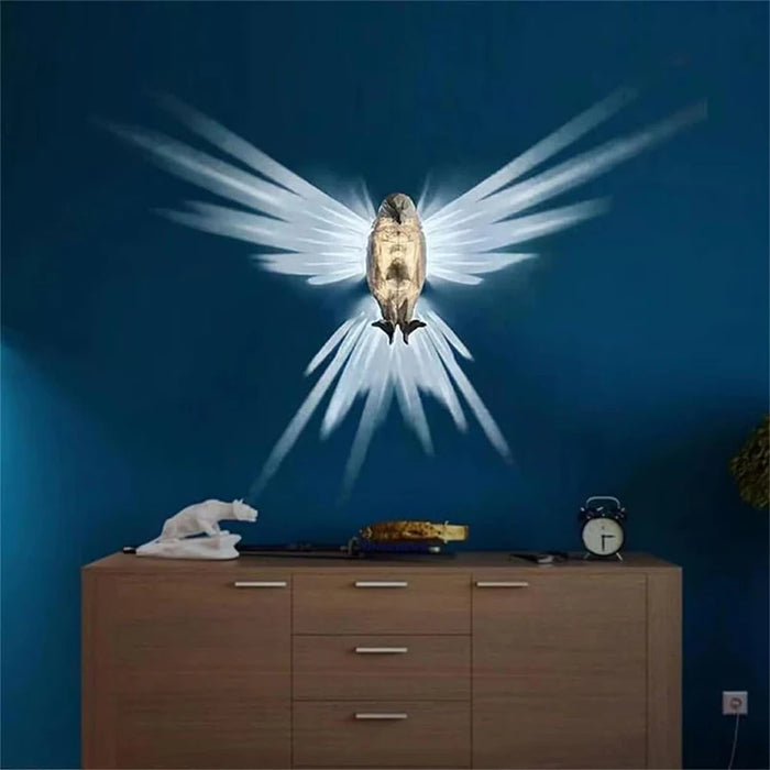 3D Owl and Eagle Shape Wall Lamp – Creative Animal Projector Sconce Light for Bedroom, Living Room, and Holiday Decor