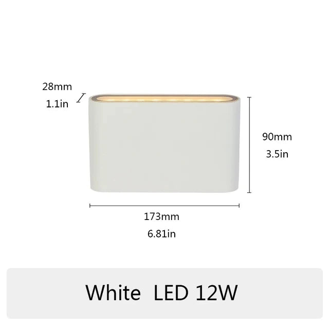 Outdoor Waterproof LED Porch Lights – Dual-Head Up & Down Wall Lamp, IP65 Rated, Modern Aluminum 6W/12W AC85-265V for Indoor & Outdoor Use