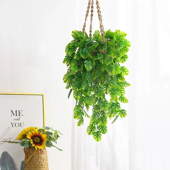 Artificial Monstera Leaf Vine Garland – Green Hanging Plants for Wall Decor, Home, Garden, Wedding, and Party Decoration – Faux Monstera Vine for Indoor and Outdoor Spaces