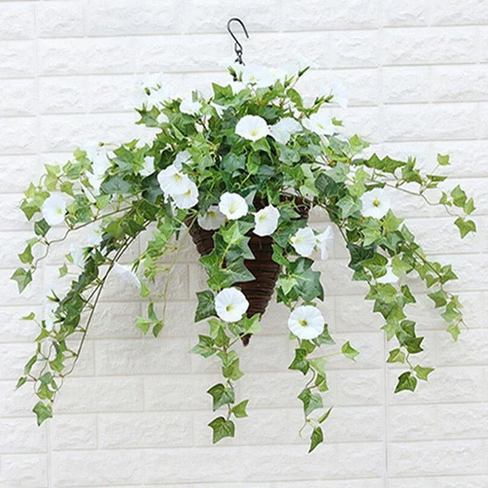 Artificial Morning Glory Trumpet Flower Vine – Silk Rattan Orchid for Home, Balcony, and Garden Wall Hanging Outdoor Decor