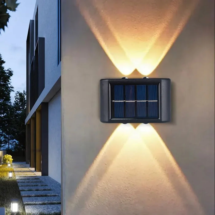 Solar Powered LED Up and Down Waterproof Wall Light – 4 LED Beads for Courtyard, Garden, and Carport