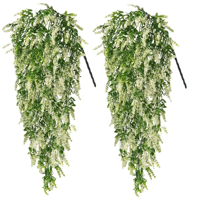 2PCS Artificial Baby's Breath Flowers & Ivy Vine – Faux Lavender Hanging Plants for Wedding, Garden, and Home Decoration