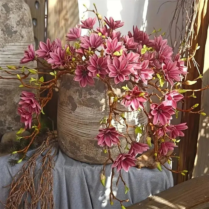 Realistic Artificial Magnolia Flower Stem – Faux Gradient Lotus Branch for Wedding, Party, and Home Table Décor