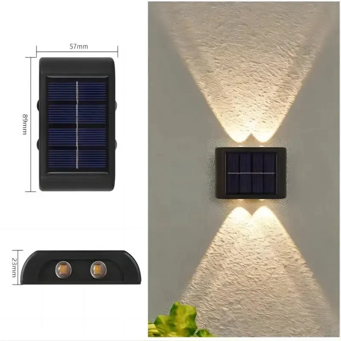 Solar Powered LED Up and Down Waterproof Wall Light – 4 LED Beads for Courtyard, Garden, and Carport