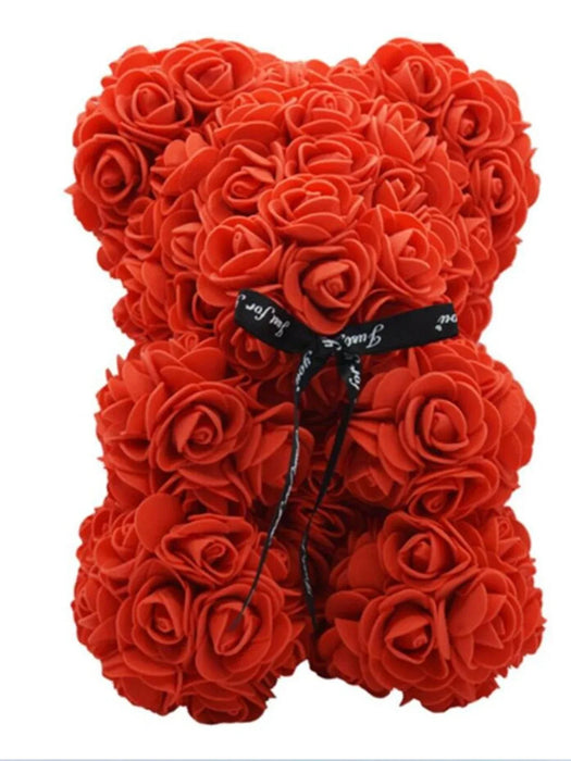 Artificial Rose Teddy Bear – Romantic Home Decor for Valentine's Day, Weddings & Anniversaries (No Box)