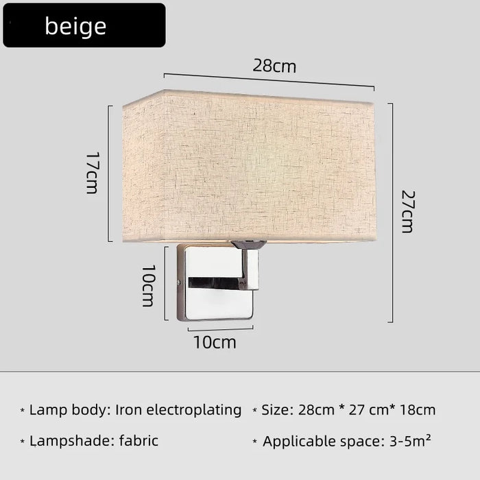 E27 Fabric Wall Lamp with Switch – LED Spotlight for Bedroom, Study, and Hotel Bedhead – Modern Nordic Wall Sconce