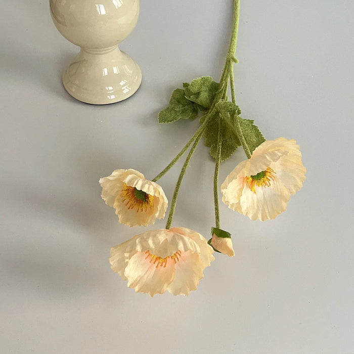 4-Head Artificial Poppy Silk Flower Bouquet – Home, Wedding, Party, and Garden Decoration