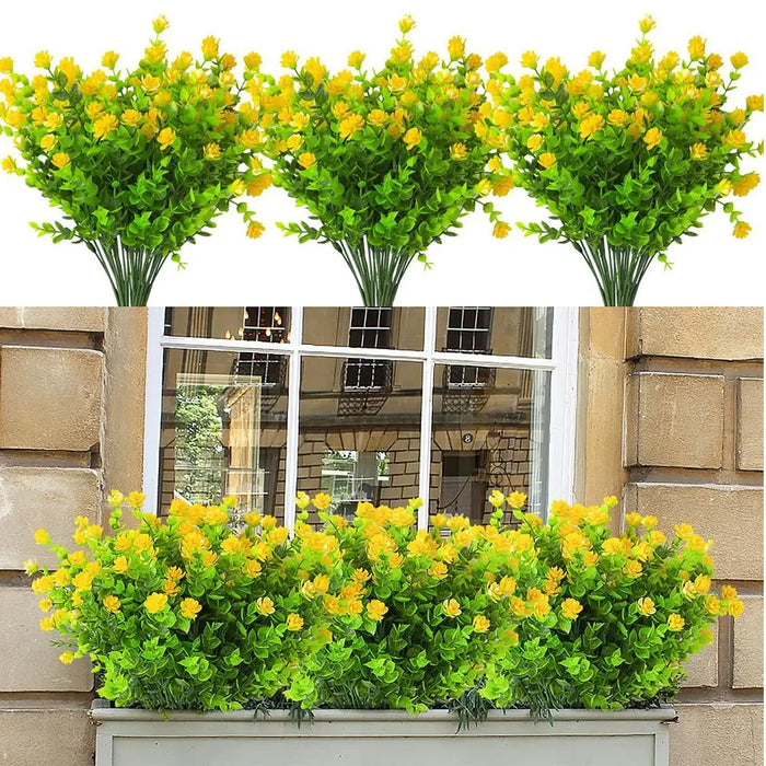 1 Bundle Artificial Flowers – UV Resistant Shrubs, Fake Flower Greenery for Office, Kitchen, Wedding & Garden Decoration