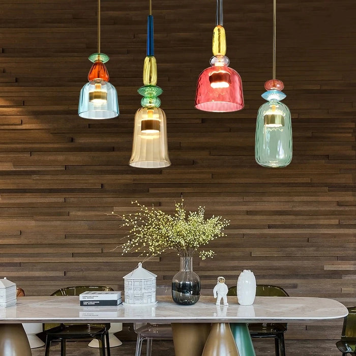 Modern LED Glass Pendant Lamp – Vibrant Colorful Hanging Lights for Bedroom, Living Room, and Home Decor