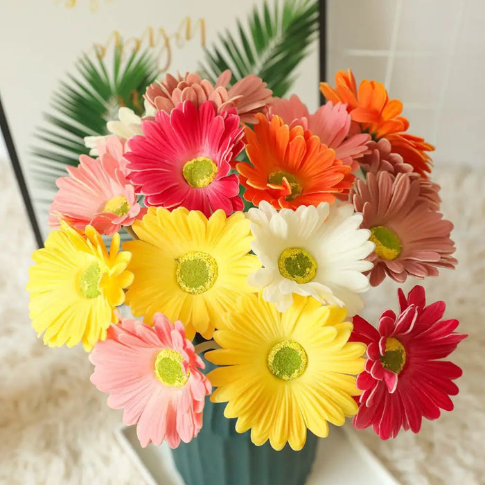 38.5cm PU Artificial Gerbera Flowers – Wedding & Home Decoration, Silk Fake Flower Branches for INS Style Decor
