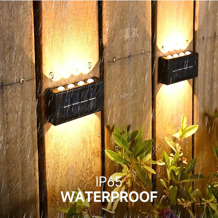 Outdoor Solar Wall Lamp – 4/6/12/16 LED Waterproof Up and Down Luminous Lighting for Garden, Street, and Balcony Decor