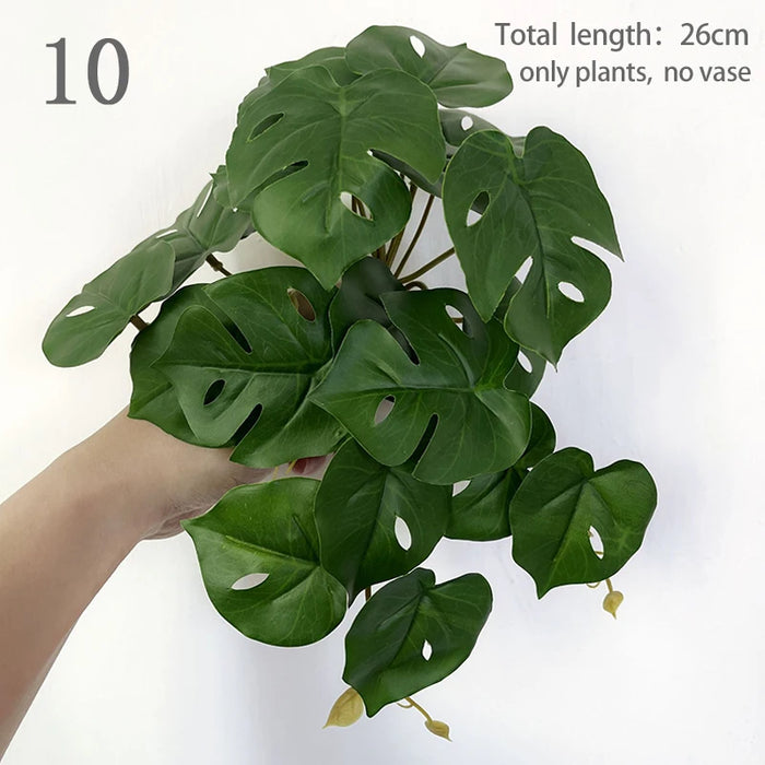 Artificial Turtle Back Leaf Vine – Realistic Rattan Potted Ornament for Home, Wedding, and Garden Decor