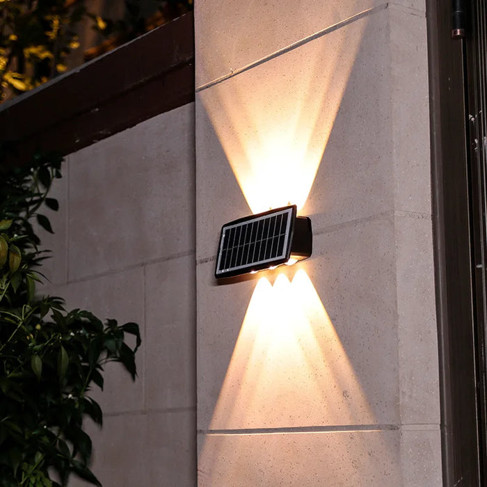 Solar Wall Lamp LED Outdoor Waterproof Garden Decoration – Up and Down Luminous Lighting for Porch, Balcony, Garden, and Street