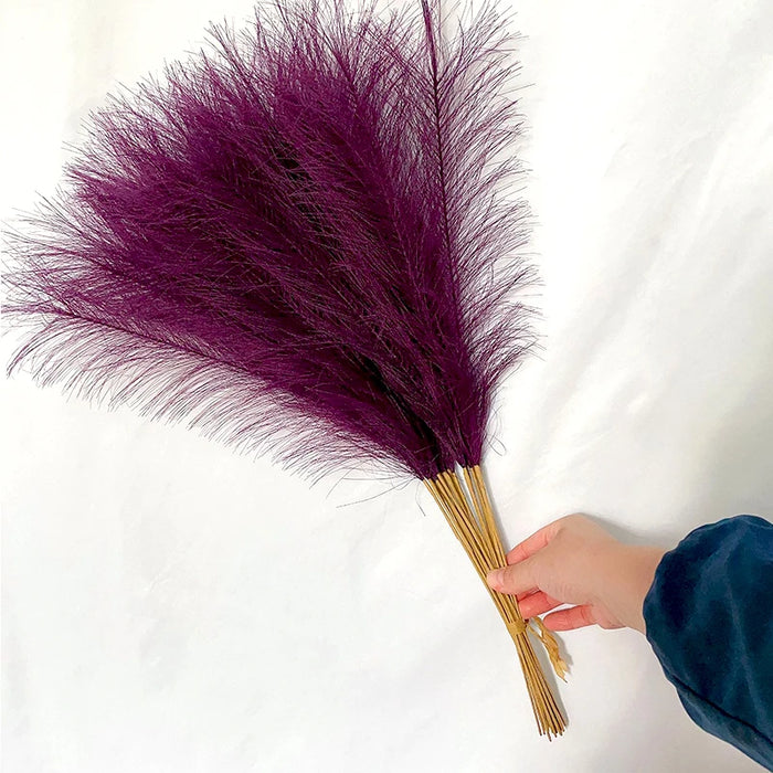 10pcs Artificial Pampas Grass – Blue Fake Reed Flowers for Wedding, Home, Party, and Vase Decoration