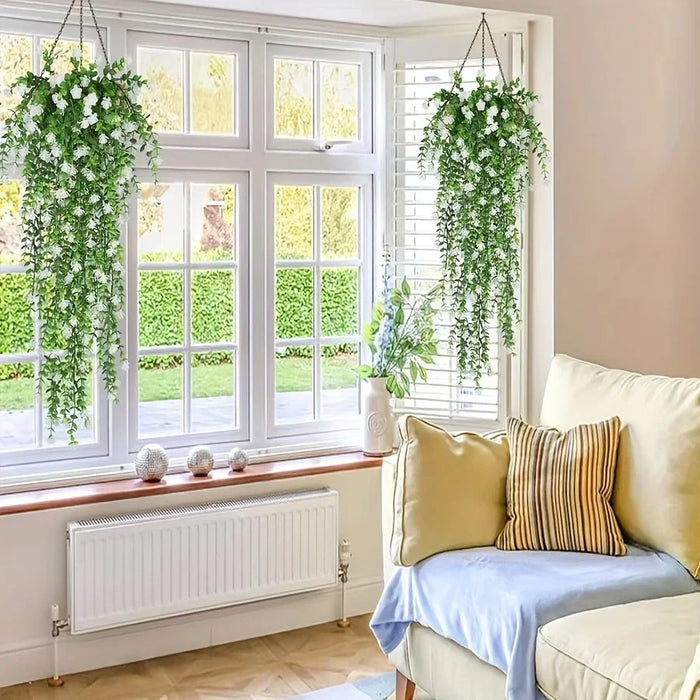 3PCS Artificial Hanging Plants – Faux Eucalyptus Leaf Greenery Vines, UV Resistant Plastic Hanging Decor for Indoor & Outdoor Spaces