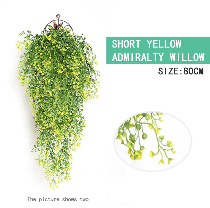 80cm Artificial Admiralty Willow Hanging Vine – Faux Wreath Garland with Leaves for Home, Garden, Balcony Décor