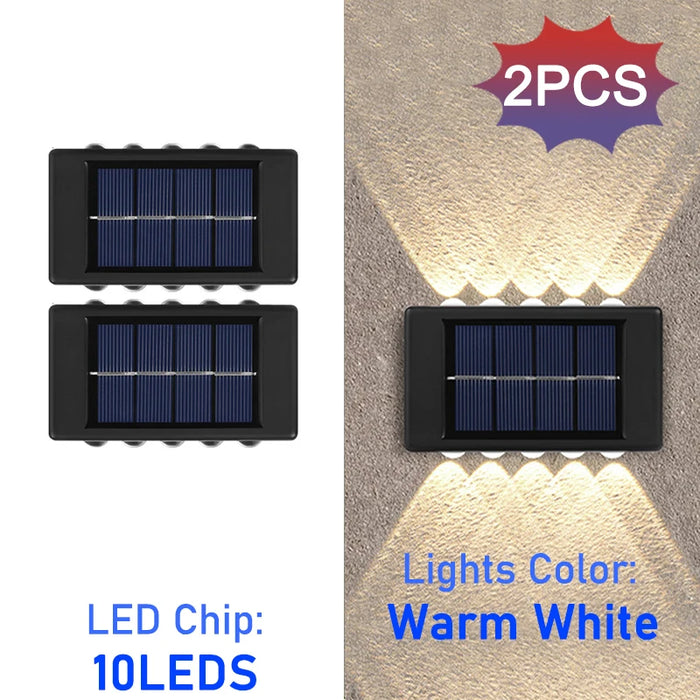 Solar Wall Lights Outdoor – 10 LED Waterproof Security Lamp with Automatic Sensor for Garden, Fence, Porch, and Yard Decoration (Warm/White Light, IP65)