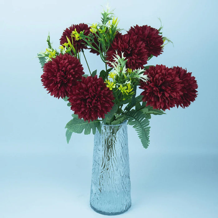 Large Artificial Chrysanthemum Flower Balls – 12 Forks, 8 Heads, 48cm Wedding & Home Décor, Faux Flowers Bouquet
