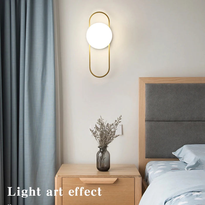 Indoor Glass Ball LED Wall Light – Modern Wall Sconce with G9 9W Bulb for Bedroom, Kitchen, and Living Room - Black & Gold Design