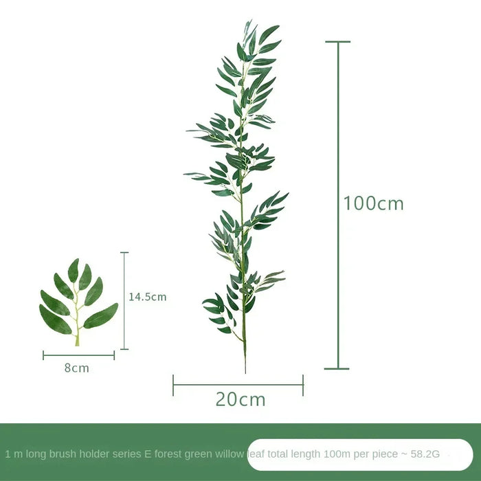 Artificial Silk Bamboo Leaf Flower Arrangement – 1m Long Eucalyptus Leaves for Spring Decoration, Indoor & Outdoor Use