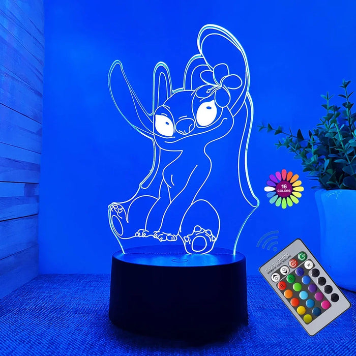 3D Illusion Stitch Night Light – Remote Control and Smart Touch LED Lamp for Bedroom, Kids’ Room, and Gifts – Perfect for Birthdays, Valentine’s Day, and Christmas