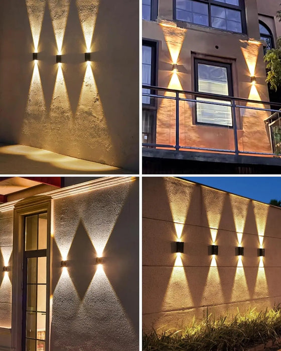 2 LED Solar Wall Lamp – Waterproof Outdoor Solar Garden Lights with Adjustable Brightness and Multi-Color Lighting for Balcony, Street, Garden, and Villa