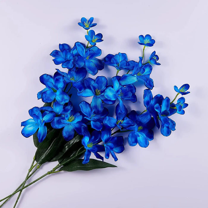10pcs Artificial Blue Orchid Flowers with Long Stems – Bulk Decorative Faux Butterfly Orchids for Weddings and Home Decor