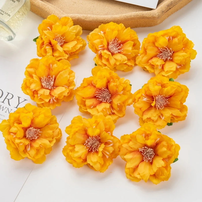 10Pcs Artificial Silk Peony Flowers – DIY Craft Fake Stamen Heads for Wedding, Home, Valentine’s Day, and Outdoor Décor