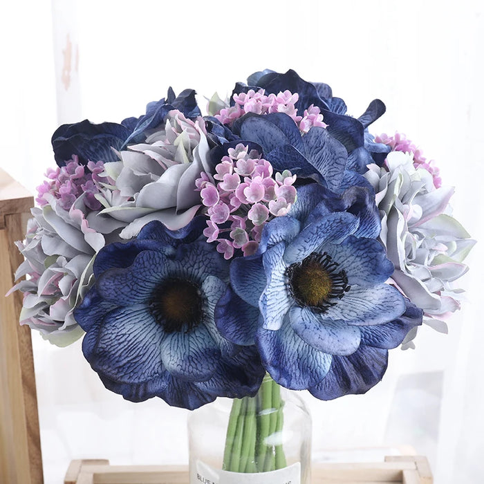 Artificial White Silk Flowers - Nordic Peony & Anemone Bouquet for Wedding, Home Decor, DIY Scrapbook, and Party Decoration