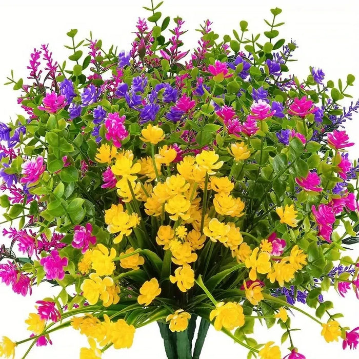 12 Bundles Artificial Flowers – Outdoor UV Resistant Fake Flowers, Premium Oxidation-Resistant Floral Decor for Garden, Balcony, Patio & Party