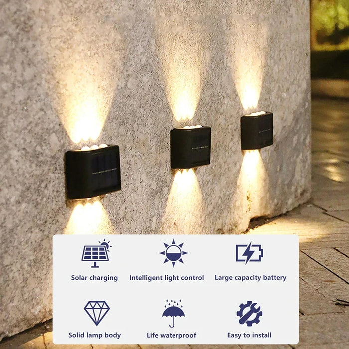 LED Solar Wall Light – Waterproof Outdoor Lighting for Garden, Courtyard, Pathway, and Street – Modern Decorative Wall Lamp with Up and Down Luminous Effect – IP65, Solar Powered, 1-12 Pack