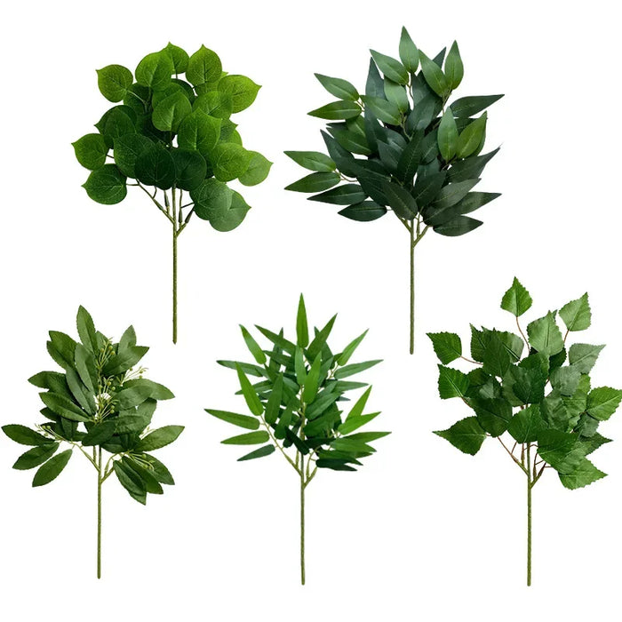Artificial Eucalyptus Leaves and Apple Leaf Table Flower Arrangement – Realistic Green Faux Plants for Home, Office, and Bridal Shower Decor