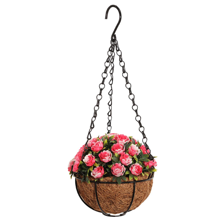 Artificial Flower Basket – Eucalyptus, Rose & Lavender Hanging Plant for Garden, Party, and Outdoor Décor