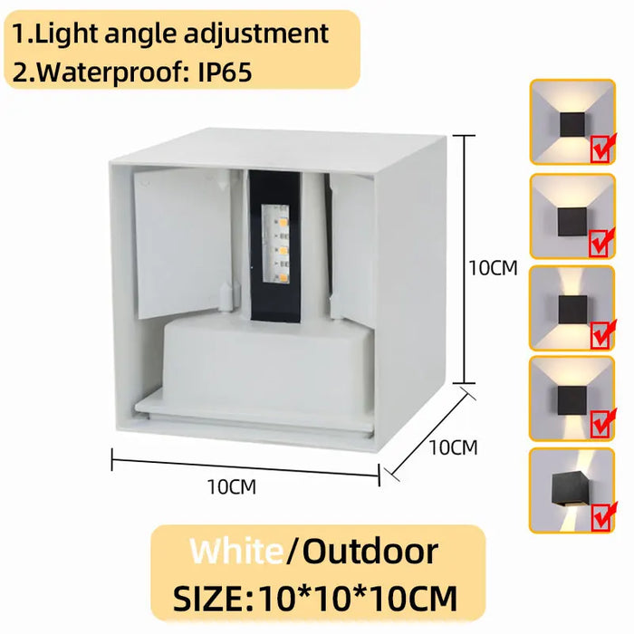 Modern Outdoor LED Wall Lamp – 6W/12W Adjustable Up and Down Light, IP65 Waterproof Wall Light for Garden, Porch, Living Room, Bedroom, and Street Lighting (Warm/White Light)