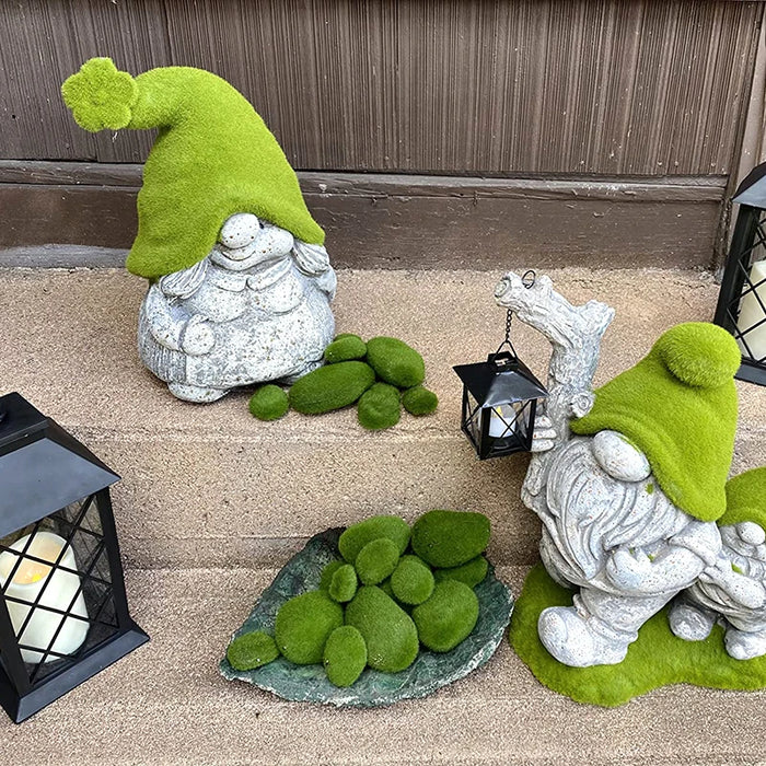 10pcs Artificial Moss Rocks – Green Fake Stones for DIY Garden Decoration & Creative Crafts