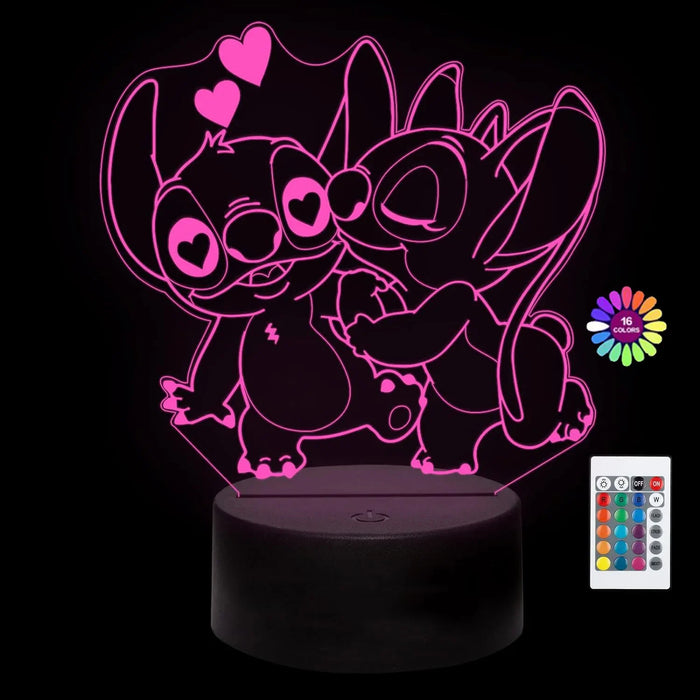 3D Illusion Stitch Night Light – Remote Control and Smart Touch LED Lamp for Bedroom, Kids’ Room, and Gifts – Perfect for Birthdays, Valentine’s Day, and Christmas