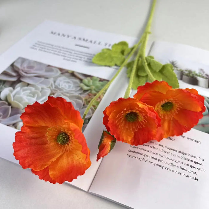 Artificial Silk Poppy Flowers Bouquet – Home Decor, Garden, Party, and Wedding Decoration, DIY Vase Accessories (1PC)