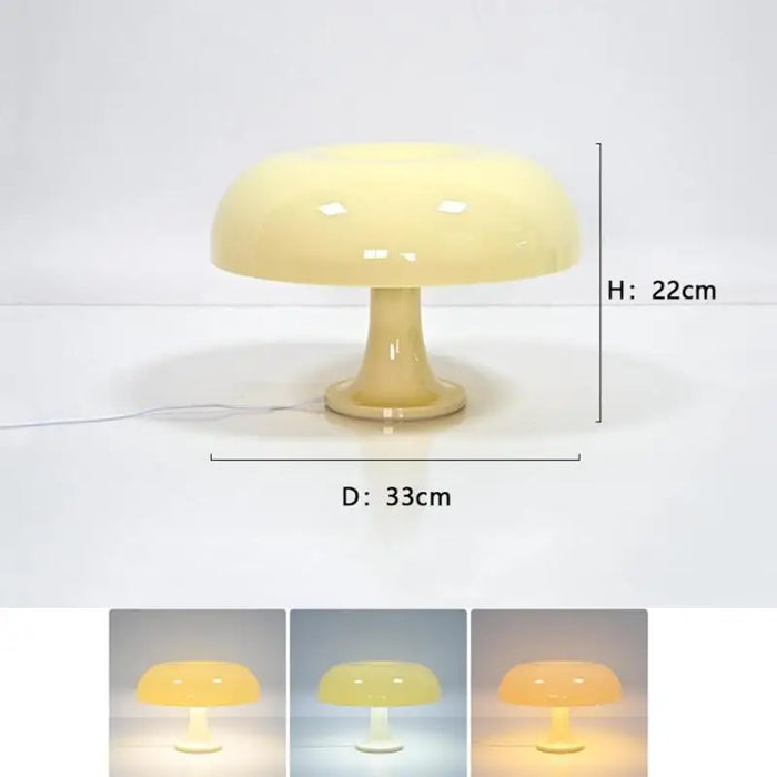 Modern LED Mushroom Table Lamp – Creative Minimalist Design for Hotel, Bedroom, Living Room, and Desk Lighting, Dimmable Touch Sensor, Ivory