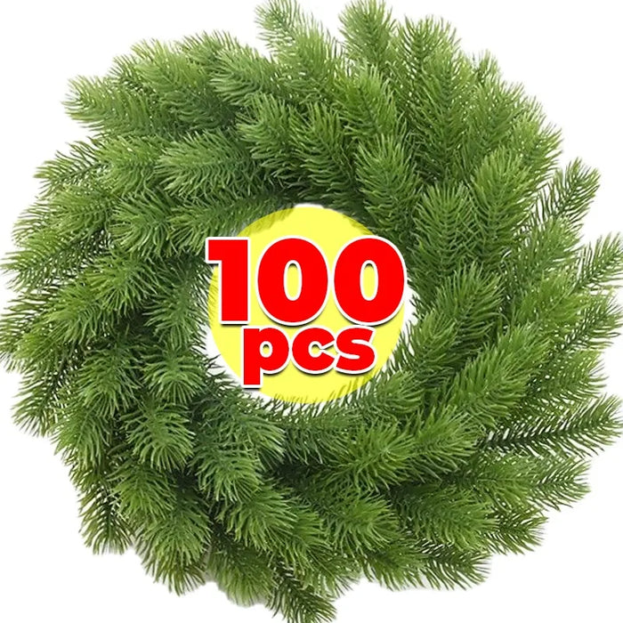 Artificial Pine Needles for Christmas Decoration – 6-12cm Green Fake Pine Branches for DIY Wreaths, Xmas Tree, & Ornaments