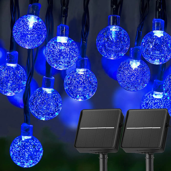 LED Solar String Lights – 60 Waterproof Crystal Globe Lights with 8 Modes, 10M Outdoor Fairy Lights for Garden, Patio, Tree & Party Decor