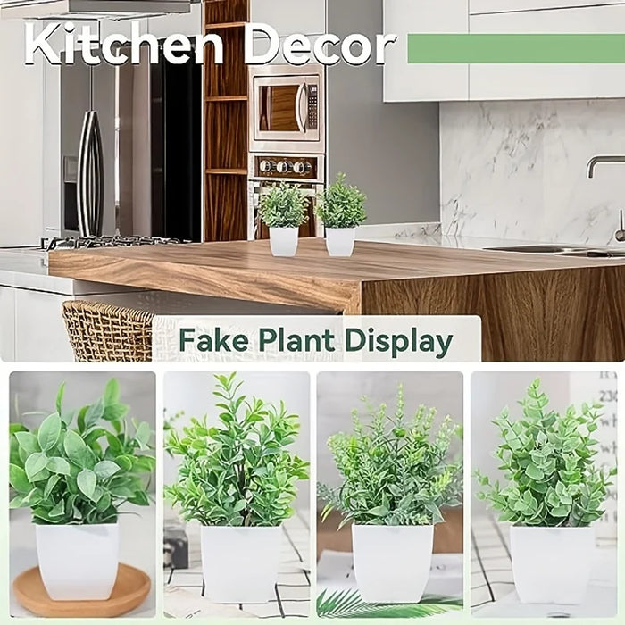 Artificial Green Potted Plants – Fake Bonsai with Pot for Living Room, Office, Bedroom, and Desk Décor – 1/4pcs Plastic Artificial Plants for Home and Party