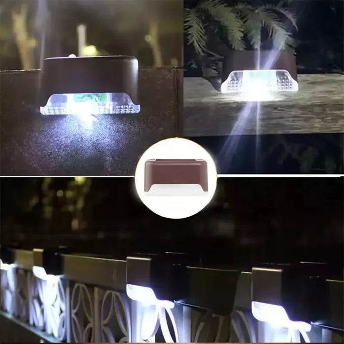 Warm White Solar Step Lights – Waterproof LED Stair and Pathway Lights for Outdoor Garden, Patio, Fence, and Balcony Decoration (Auto On/Off, Easy Installation)