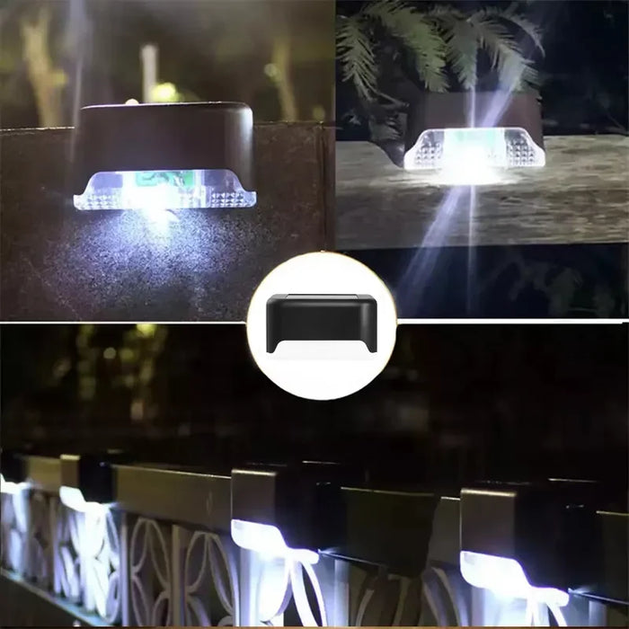 Warm White Solar Step Lights – Waterproof LED Stair and Pathway Lights for Outdoor Garden, Patio, Fence, and Balcony Decoration (Auto On/Off, Easy Installation)