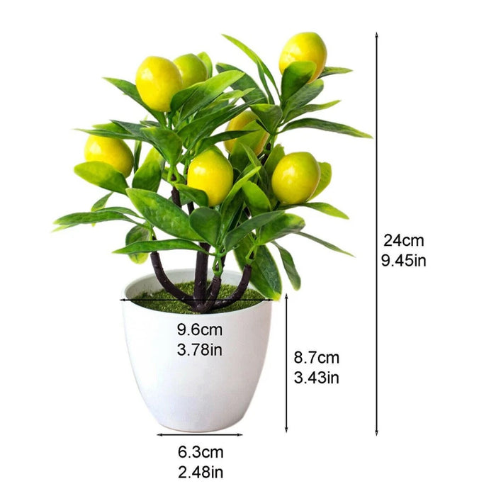 18cm Artificial Lemon Tree – Potted Fake Lemon Bonsai for Home, Living Room, and Office Decoration