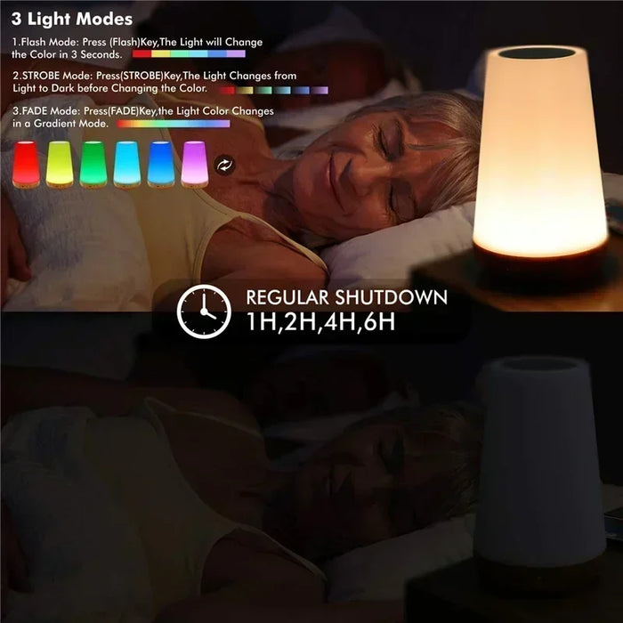 13-Color Changing Night Light – RGB Remote Control Touch Dimmable USB Rechargeable Table Bedside Lamp for Atmosphere Lighting