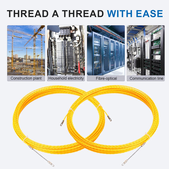 3mm 10-50M Fiberglass Fish Tape Reel – Cable Puller for Telecom and Electrical Wall Wire Conduit