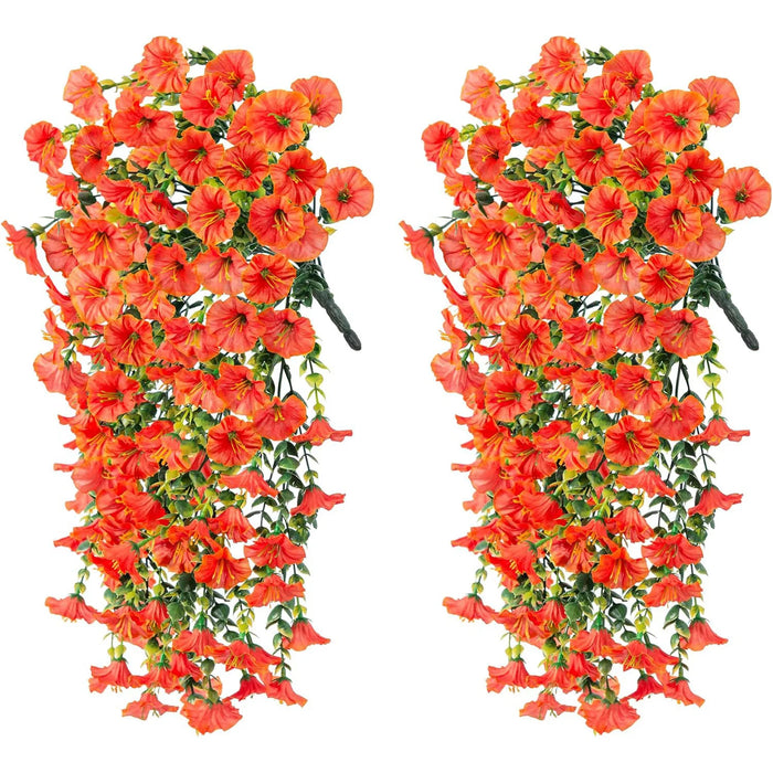 2PC Artificial Morning Glory & Eucalyptus Rattan Hanging Wall Decoration – 75cm Non-Fading Fake Plants for Garden, Party, Wedding, and Home Décor