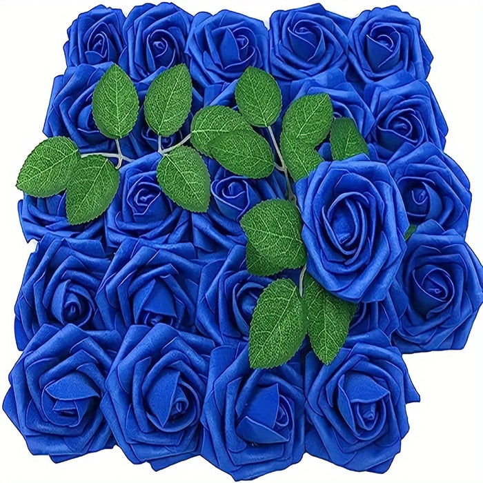 25pcs Artificial Red Roses with Stems – Fake Flowers for DIY Wedding Bouquets, Centerpieces, Party & Home Decorations